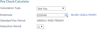 pay check calculator set to Net Pay