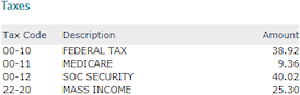 Taxes panel with OASDI and income taxes listed