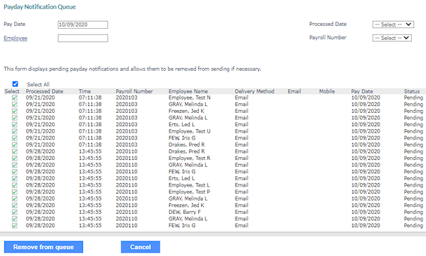 Payday notification queue
